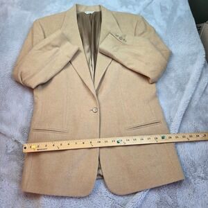 PBM Camel Hair Blazer Men 10 Tan Single Button Vintage Made in USA Sport Coat